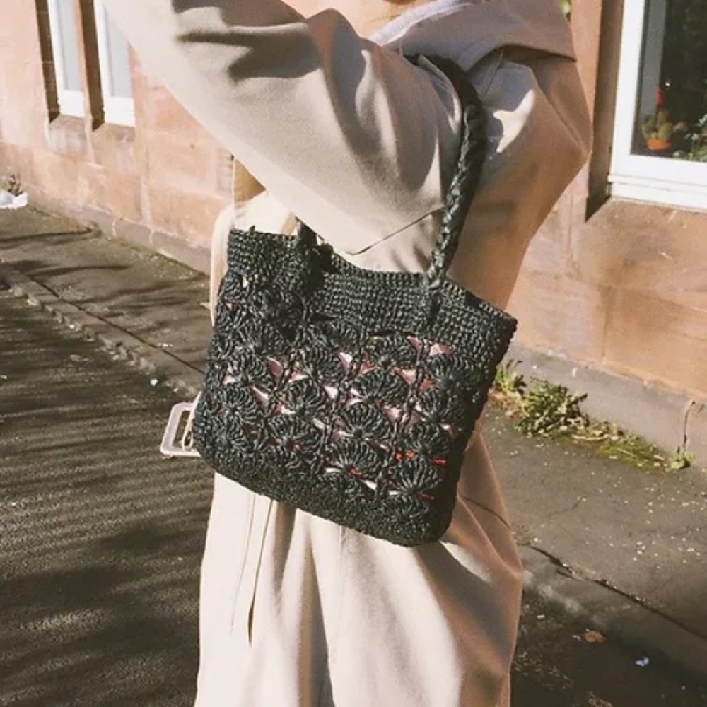 Cerise Erika Handmade Raffia Bag